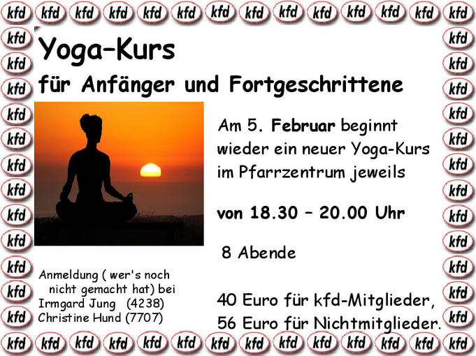Yogakurs startet am 05.02.2019