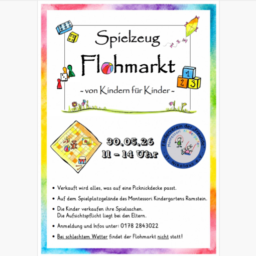 Flyer mit den Informationen zum Spielzeug-Flohmarkt
