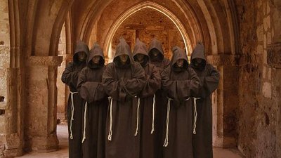 Männerchor in Mönchskleidung